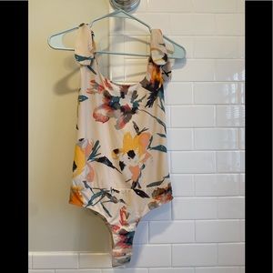 BCBGeneration Abstract Floral Tie Shoulder Bodysuit, Size S.  Great condition.